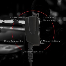 Cyclone Push-to-Talk (PTT) Microphone, Compatible with Motorola APX and APX Next, 32-Inch Cord, Dual-Switch Technology, 3.5mm Audio Port for Earpiece