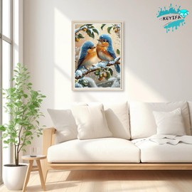 KEYIFA Diamond Painting Kits for Adults, Birds 5D Diamonds Painting, DIY Snow Diamond Art Kits for Adults Home Wall Decor Gift 12 x 16 inch