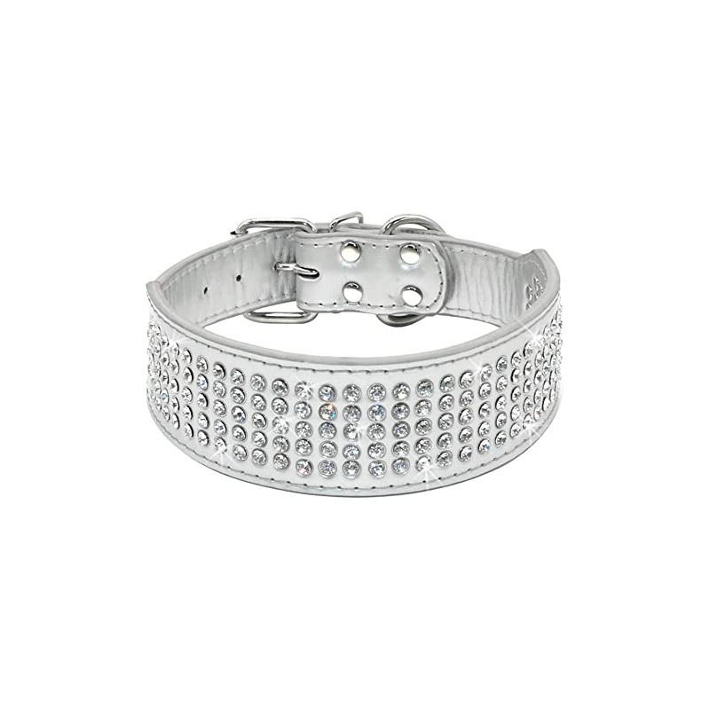 Serijoars Rhinestones Dog Collars, 2" Width Full Sparkly Crystal Diamonds