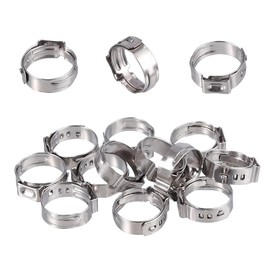 25PCS Single Ear Hose Clamps, 6.3-7.5mm 304 Stainless Steel Ear Clamps by MISPIRE, Stepless Hose Clamps Cinch Rings for Automotive, Home Appliance Line and Plumbing