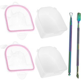 Cuenco para Acero Remojar Plástico Inoxidable de Rosa Uñas para Manicura Herramientas de Manicura, Uso para Remover Esmalte y Uñas Artificiales