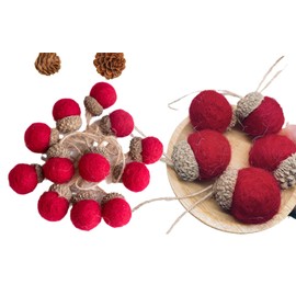 Pack of 12 Acorn Pendants in Scandi Style Made of Felt, Handmade Autumn Decoration Acorns Felt Pendant Christmas Miniature Christmas Decoration Christmas Tree Decoration Winter Decoration (01)