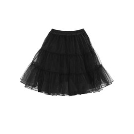Wikoan Women's Petticoat Tulle Skirt Short Underskirt Crinoline for 1950s Rockabilly Petticoat Dress Evening Wedding Dress S-XXL, black, L