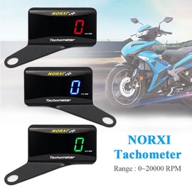 Norxi Digital Tachometer, Motorcycle Meter, Bicycle Tachometer, Electric Tachometer, RPM Tester, Tachometer, Waterproof Design (Blue, Right Bracket)