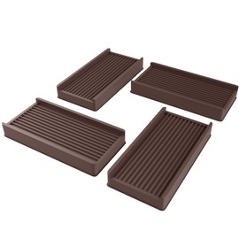 CasterMaster Non-Slip 2x4 Furniture Pads - Sofa, Bed, Chair Rubber, Anti Skid Furniture Cups - Anti-Sliding recliners Cups, Anti Scratch Furniture Protector - Set of 4, Square, Brown