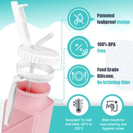 COCTN Collapsible Travel Water Bottles, Food Grade BPA Free Silicone Foldable Water Bottle, Leakproof Portable Expandable Water Bottles for Traveling, Camping, Hiking, Cycling & Sports Outdoor 620ml