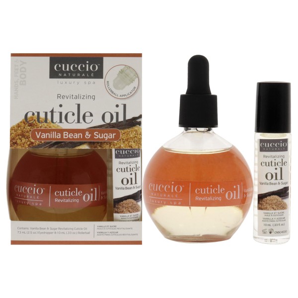 Cuccio Naturale Revitalising Cuticle Oil Twin Pack Vanilla Bean and Sugar 75ml Cuticle Oil and 10ml Roll-on
