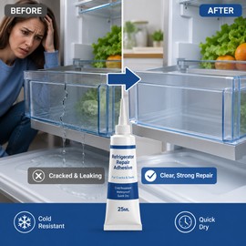Clear Refrigerator Repair Adhesive for Plastic & Glass – 25 mL Cold-Resistant Glue for Drawers, Shelves & Household Fixes