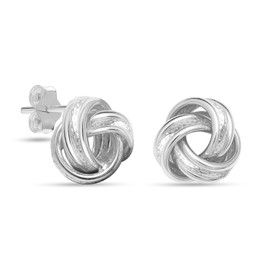 LeCalla 925 Sterling Silver Love Knot Earrings for Women | Classic Twisted Textured Love Knot Stud Earrings | Romentic Silver Jewelry Gifts for Her 12MM