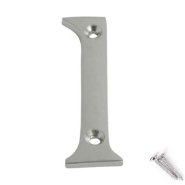 Satin Chrome Door Numbers Screw On 3 Inch Number 1 Door Number Elegant and Bold Door Numerals Suitable for All Door Types Including Wooden uPVC and Composite.