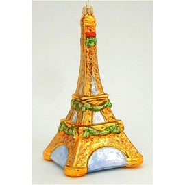 Eiffel Tower-Golden-Blown Glass Ornament