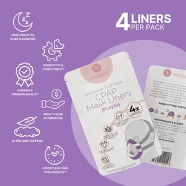 Snugell CPAP Mask Liners Full-Face (4-Pack) – Purple – Compatible with F20 and Most Full Face Masks – Soft Cotton Fabric CPAP Skin Protector for Universal Fit – Reusable & Washable for 6-Month Supply