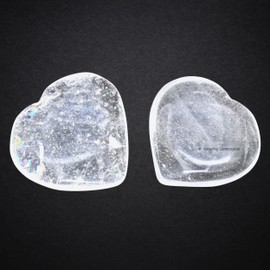 Clear Quartz Stone Heart - Pack of 2 Crystal Heart Stones Rocks - Corazones De Piedra Crystals and Healing Stones Heart Shaped Crystal - Stocking Stuffers Gifts