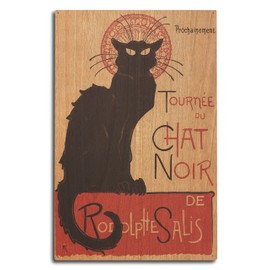 Lantern Press Chat Noir Cabaret Troupe Black Cat - Vintage Advertisement (10x15 Wood Wall Sign, Wall Decor Ready to Hang)