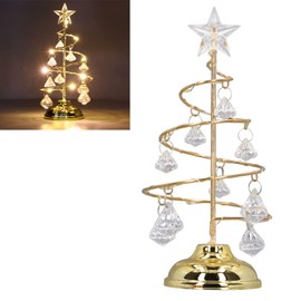 LED Christmas Tree Decoration, LED Christmas Tree Lamp Spiral Wrought Iron Ornament Display Stand Decorative Iron Tree Night Light Ornament Tree Lamp Christmas Decorations (Golden Warm Light)