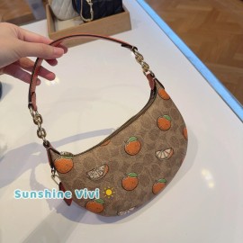 Coach NWT Coach Mini Payton Bag In Signature Canvas With Orange Print CBA78 Gold/Tan