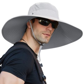 Peicees Super Wide Brim Sun Hat UPF 50+ UV Waterproof Fishing Hat for Men Women (Light Gray)