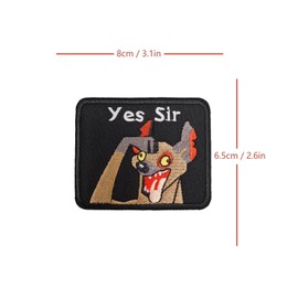 Yes Sir 面白いハイエナ 敬礼 ベルクロ ワッペン 刺繍 ワッペン サバゲー ミリタリー ワッペン マジックテープ ジャケット バッグ 帽子 アウトドア対応