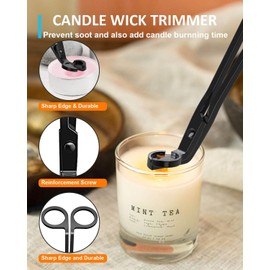 burtok Black 5 in 1 Candle Care Kit, Elegant Candle Wick Trimmer Set, Candle Lighter Set, Candle Snuffer, Candle Tray, Candle Wick Dipper, Candle Accessories Set for Candle Lover