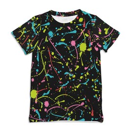 Ainuno Neon Shirts for Boys Funny Boys' Tops, tees & Shirts Black Crew Neck Tshirts Fun Cool Kids Boy Girl Clothes Painting Summer Clothes Novelty Unique Shirt Age 13 Years Old