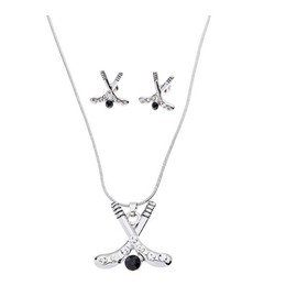 Infinity Collection - Hockey Charm Necklace, Ice Hockey Jewelry, for Hockey Players, Hockey Moms & Fans, Silver Plated, Rhinestone