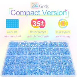 qiipii Light Blue AB Resin Rhinestones w B7000 Jewelry Glue for Bedazzling Crafting 2mm 3mm 4mm 5mm 6mm Flatback Jelly Stones Diamonds Gems Charms for Nails Face Makeup Tumblers Crafts Clothes Shoes