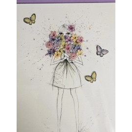 PAPYRUS BELLA PILAR Holding Flowers Butterfly Papyrus Mother's Day Greeting Card