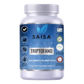 Triptófano 500 120 Cápsulas Saisa Herbal Suplemento Natural Dormir Reduce Estrés Ansiedad