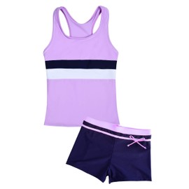 Uhnice Girls Swimsuit Two Piece Tankini Swimwear with Boyshort (Lilac, 12-13 years/4XL)