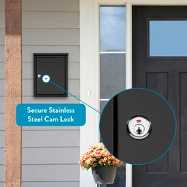 ARCHITECTURAL MAILBOXES 2580B-10 Chelsea Black Locking Wall Mount Mailbox, Medium, Black