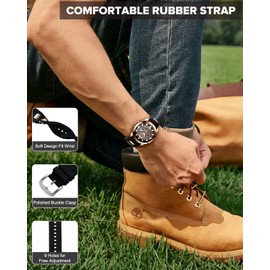 MEGALITH Mens Watches Chronograph Waterproof Watches for Men Analogue Designer Wrist Watches Quartz Luminous Date Black Rubber Gents Watches