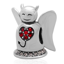 CRISNATA - Colgante de plata de ley 925 con texto "I Love You Heart, Lucky Penny 1, mejor esposa con corona, estrella de deseos 3D, abalorio de luna creciente, se adapta a pulseras europeas, regalos
