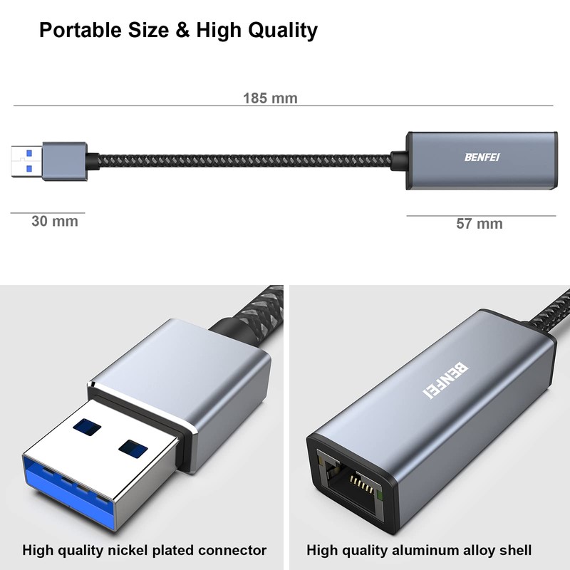 BENFEI Wired LAN Adapter USB 3.0 to Ethernet Adapter, USB