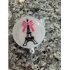 Handmade Retractable Badge Reel Paris Eiffel Tower With Pink Bow