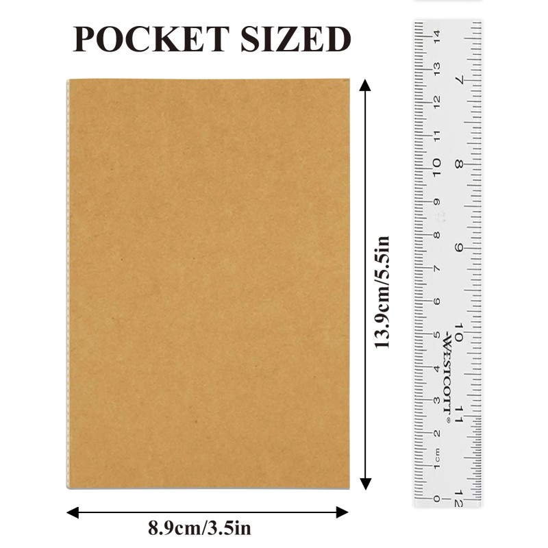 24 Pack A7Kraft Cover Notebooks Thick Blank Pages Softcover Mini