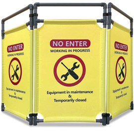 3 Panels Safety Engineering Repairs Caution Barricade 3.2 FT Foldable Security Sign Barrier Gate with Heavy Duty PVC Frame High Visibility Caution Symbol Traffic Fence "DO NOT Enter"