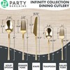 Party Bargains Disposable Plastic Gold Cutlery Set, Infinity Modern Design