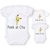 Dittoxpression Peek at Chu Unisex Baby Bodysuit (0-3 MO) White