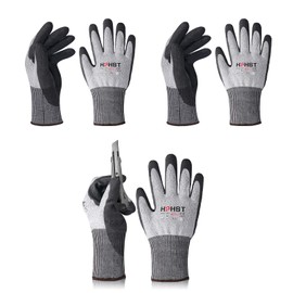 HPHST Cut Resistant Gloves Level A6 Cut Proof Work Gloves Smart Touch 3 Pairs (Large)
