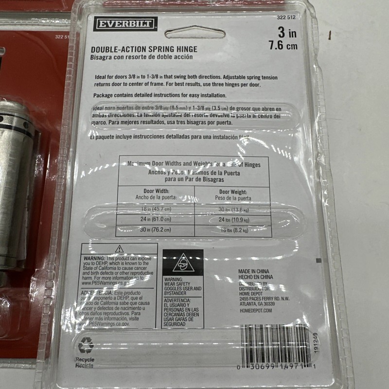 Everbilt Lot of 4 Everbilt 3'' Satin Nickel Finish Door