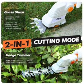 LIGO 2-in-1 Cordless Grass Shear and Shrub Trimmer, 7.2V Lightweight Handheld Lawn Edger & Hedge Clipper with Rechargeable Battery for Garden, Yard, and Bush Trimming