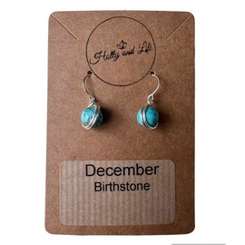 Crystal Earrings, Birthstone Earring, Birth Month Hooks, 925 Earrings, Birthstone Gifts, Month Of Birth Earrings, Healing Earrings (December - Turquoise)