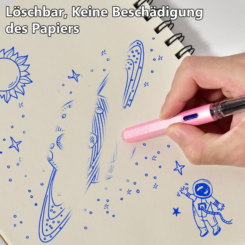 LVZONGXIN Erasable Fountain Pen with Erasable [Blue] I Includes 10