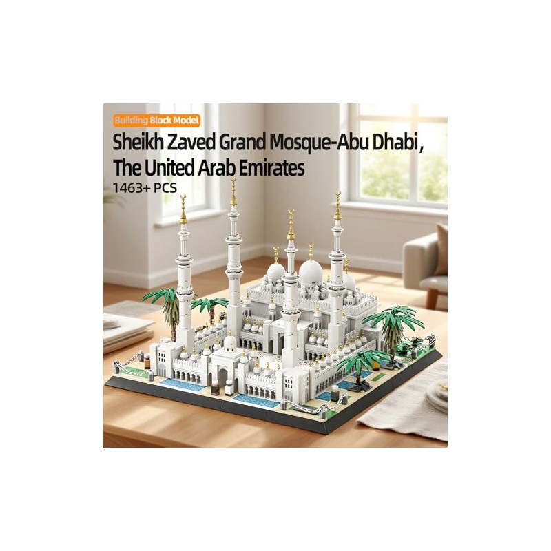 Sheikh Zayed Grand Mosque Building Blocks Set, 1463PCS Architecture Model