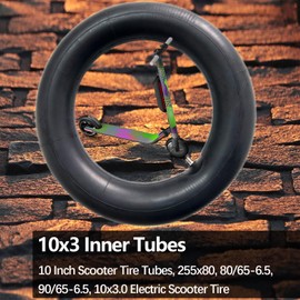 2 Pack 10x3 Inner Tubes, 80/65-6 Scooter Tire Tube, 10 Inch Tube with 90 Degree Replacement for 255x80, 80/65-6.5, 90/65-6.5, 10x3.0 Electric Scooter Tire