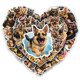 MONIZY German Shepherd Stickers 50 Pieces Vinyl Waterproof Decal for Laptop Water Bottle Phone Car Window Bike Motorcycle Stakeboard Scrapbook German Shepherds Sticker Gifts for Kid Teen Adult