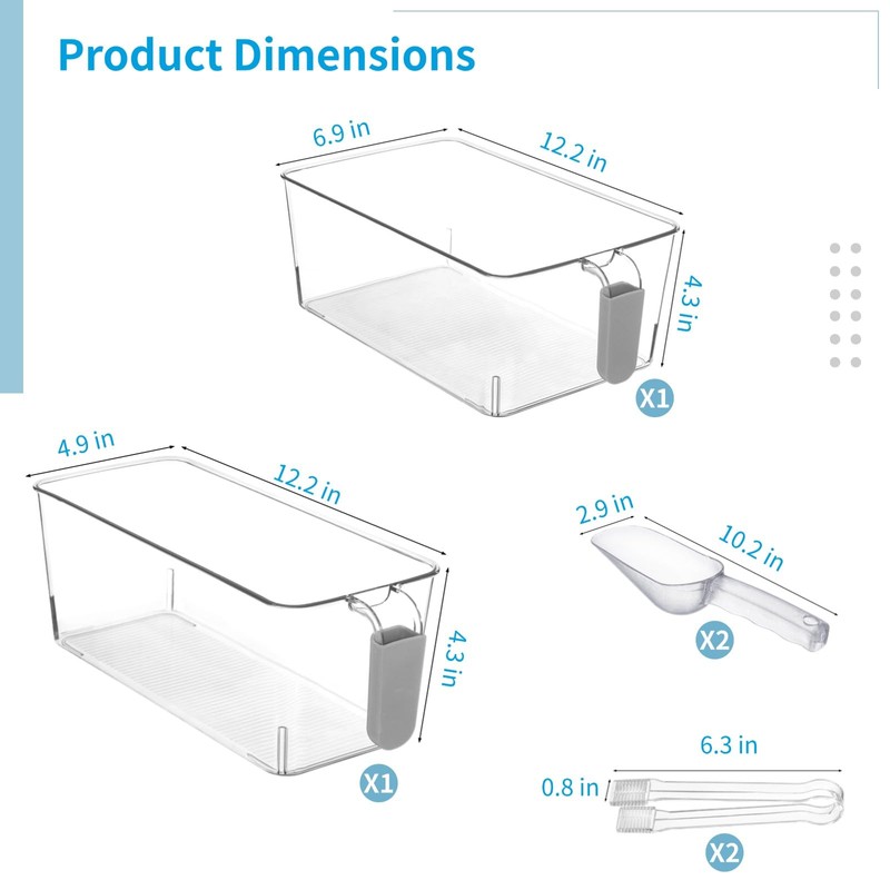 2 PCS Ice Bin with Scoop and Tong, Ice Bucket