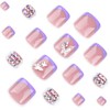 Press on Toenails 3D Butterfly Fake Toe Nails French Tip