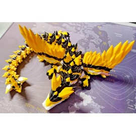 Dragon 3D Printed Articulated Crystal Winged Dragon Fidget Toy - Flexible Desktop Decor