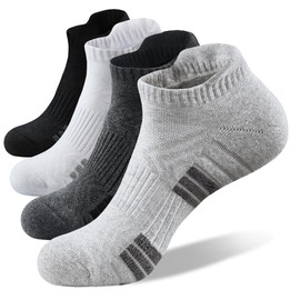 Onekka Mens Ankle Running Socks, Sport Athletic Socks with Cushined, Low Cut Compression Cotton Socks, 4 Pairs